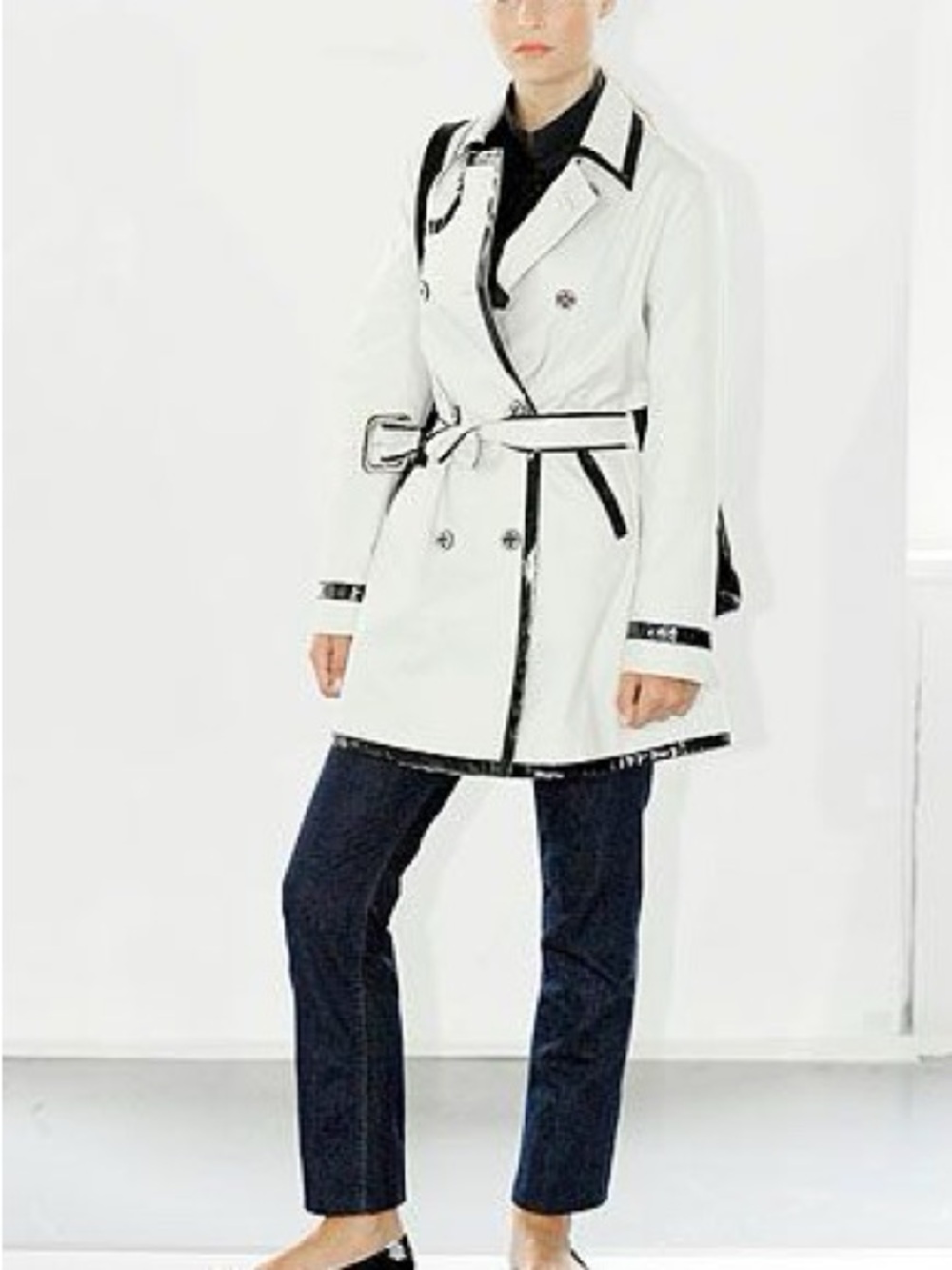 Tory Burch Cream Trench Coat with Black Trim